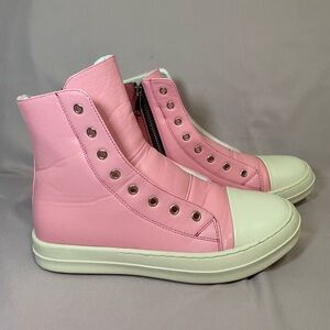 Festival style Rave Pink and white high top sneakers women’s size 7.5
